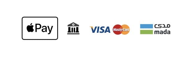 طرق الدفع المتاحة: Apple Pay، تحويل بنكي، فيزا، ماستركارد، مدى